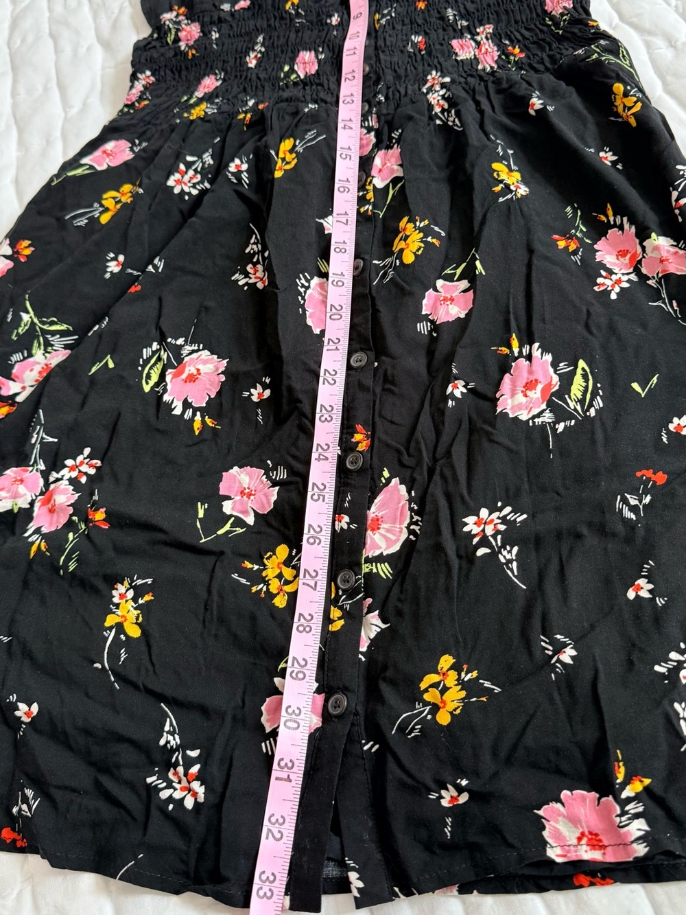Free People Black Floral Mini Dress with Pink & Yellow Blooms - Picture 5 of 8